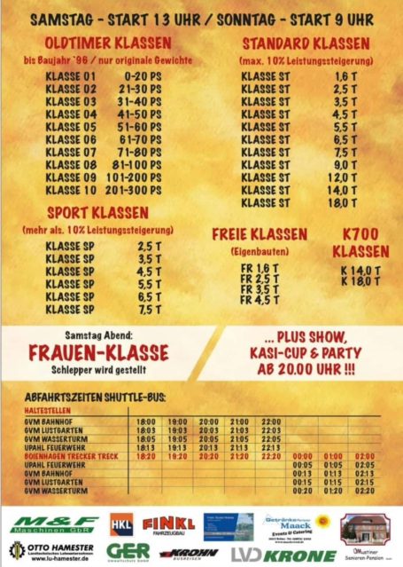 Veranstaltungsplakat mit Informationen zu Terminen und Klassen für Frauen-Klasse und Sport.