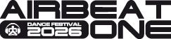 Logo des Airbeat One Dance Festivals 2026 in schwarzer Schrift auf weißem Hintergrund.