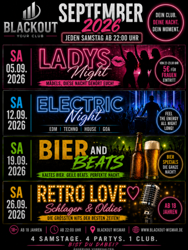 Der moderne Club Blackout Wismar (gelegen in der Bürgermeister-Haupt-Straße 31A unterm Einkaufszentrum am Friedenshof)